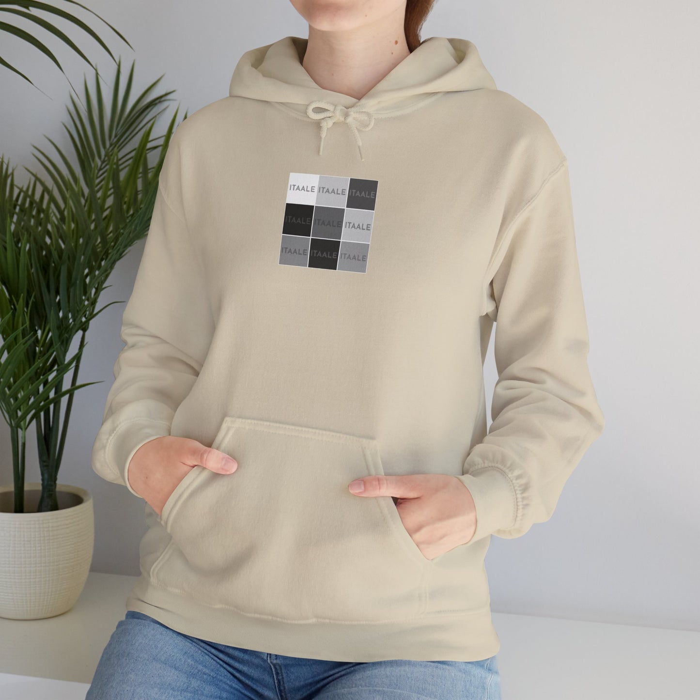 ITAALE unisex hoodie with minimalist front print and cozy kangaroo pocket