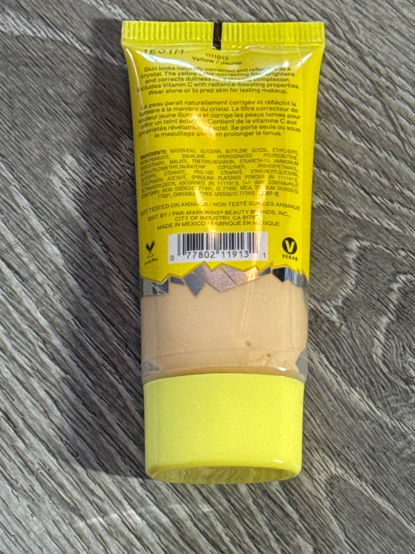 Wet n Wild Prime base Brighten Skin Correct Primer, Crystal like skin vitamin c yellow