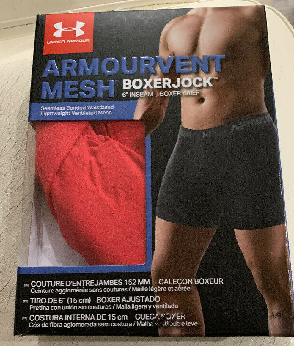 Under Armourvent 6" Underwear Original Boxerjock Briefs RED Size Medium 30-32