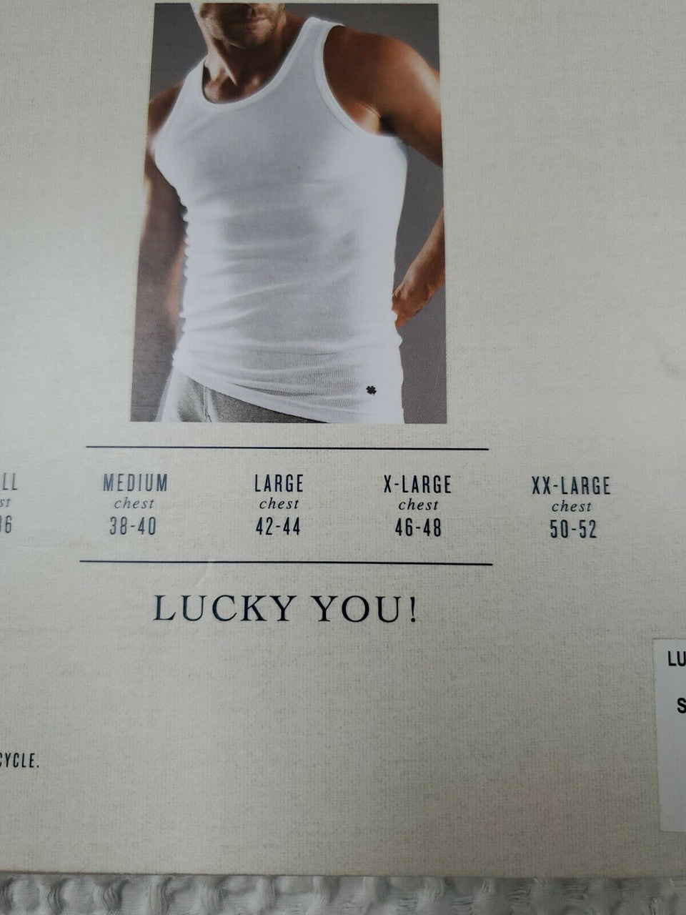LUCKY BRAND Men's 3 Pack 100% Cotton Ribbed White Tanks Size S