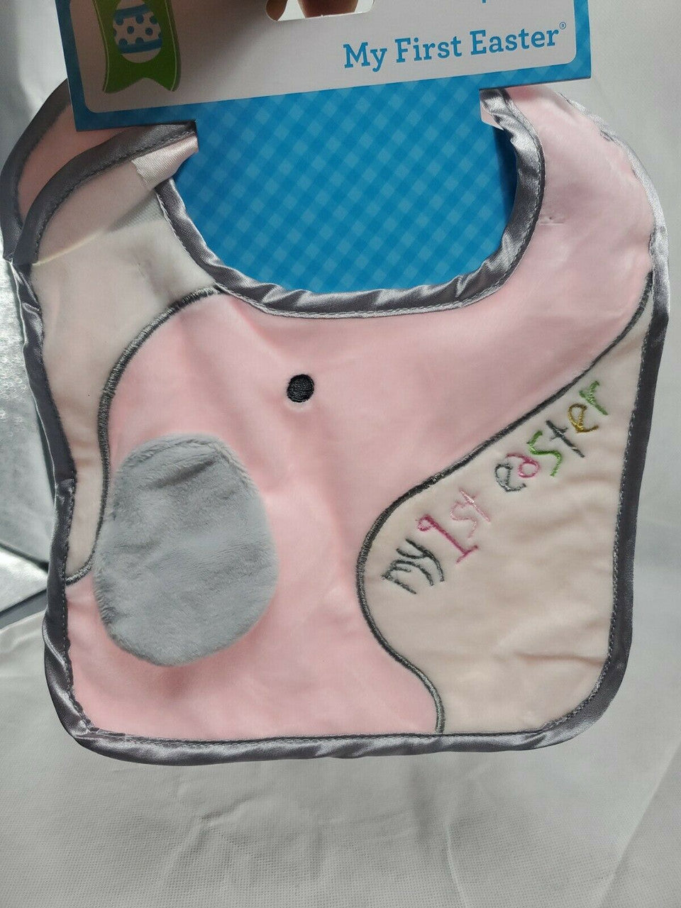 "MY FIRST EASTER" PINK ELEPHANT GRAY EAR
