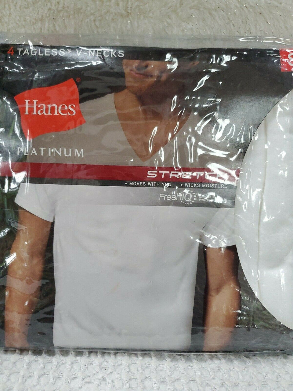 Hanes Platinum Men'S White 4-Pack Tagless Crew-Neck Undershirts Top Size S