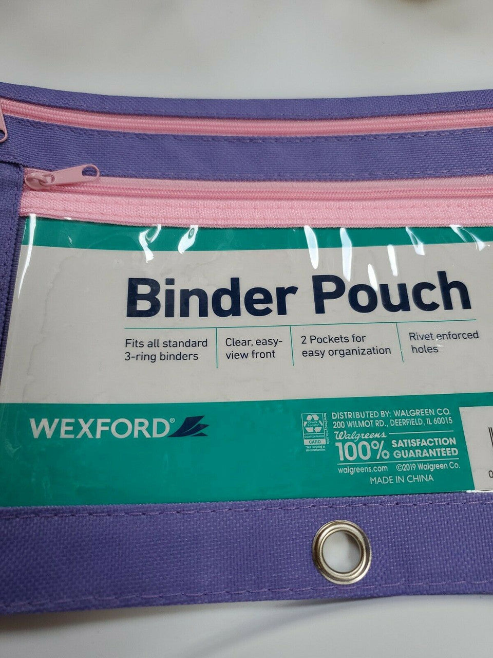 1 X Wexford Fabric Carry-All Zipper Pencil Case PÚRPURA