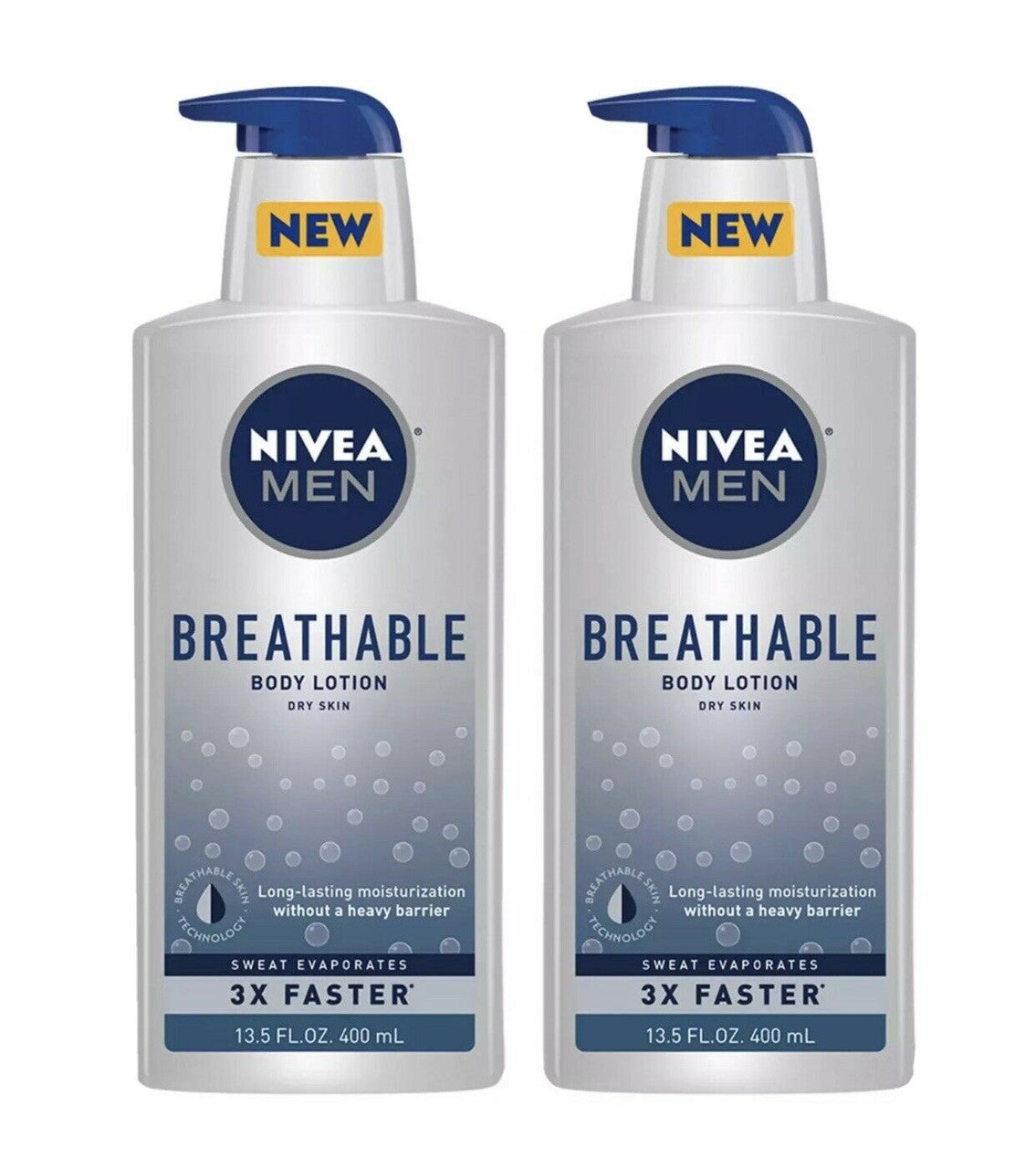(2) Packs Nivea Men Breathable Body Lotion Dry Skin 13.5 Oz Each
