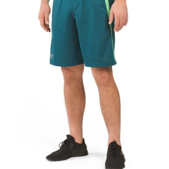 UA Under Armour Men's Tech Mesh Graphic Shorts Tourmaline Teal Steel M L XL