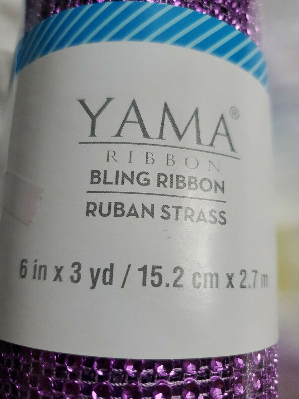 YAMA BLING RIBBON WRAP ROLL CRYSTAL SPARKLE RUBAN STRASS 6"×3YD