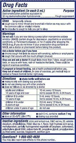 1 bottle Delsym Cough day or night 12 Hour Alcohol Free GRAPE 5 oz.