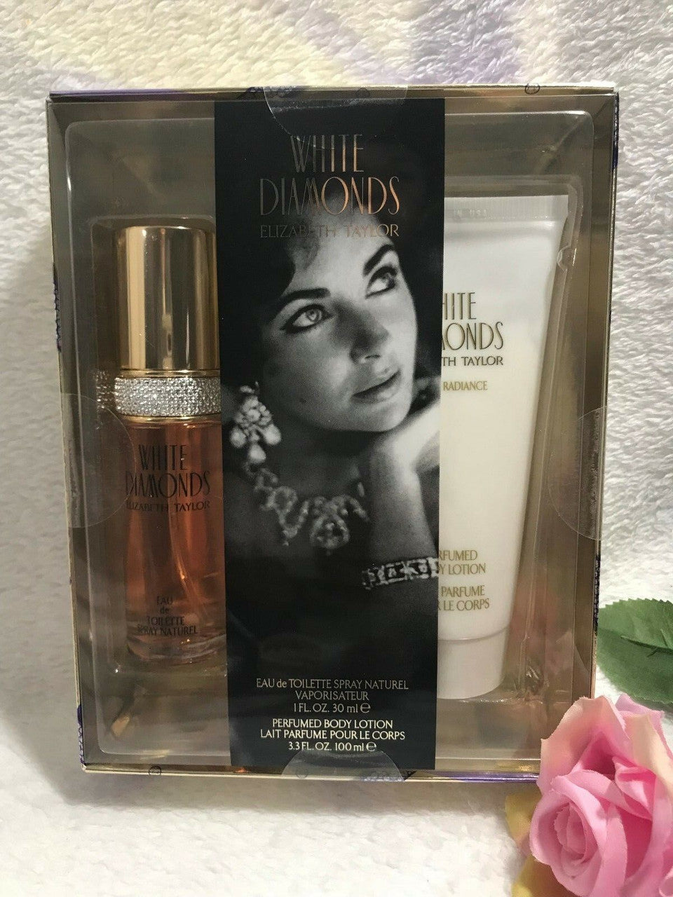 White Diamonds Elizabeth Taylor gift set with Eau De Toilette and Body Lotion in display box
