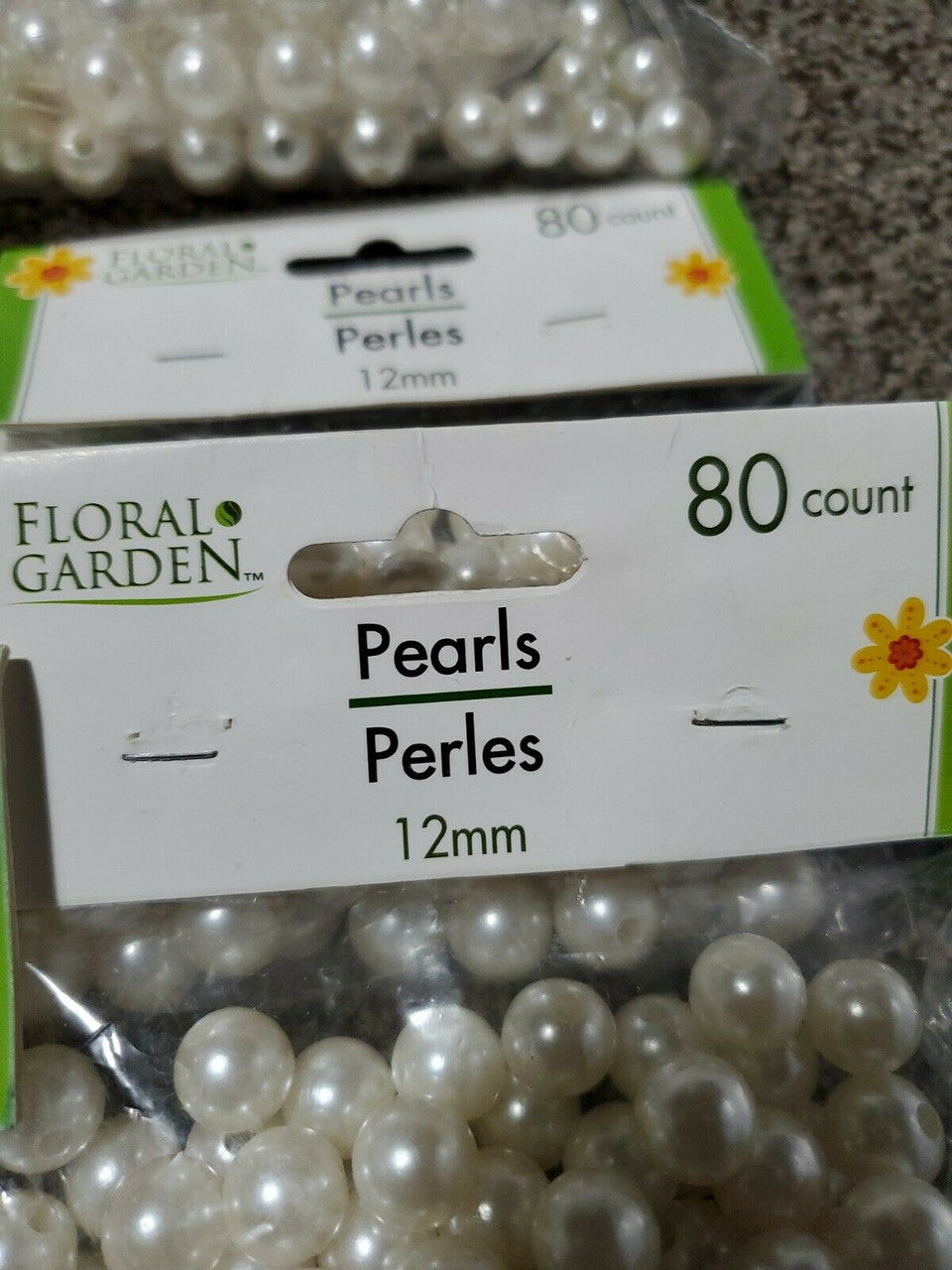 Floral Garden White Pearls 12 mm Round Craft Beads 5 packs 400pc lot