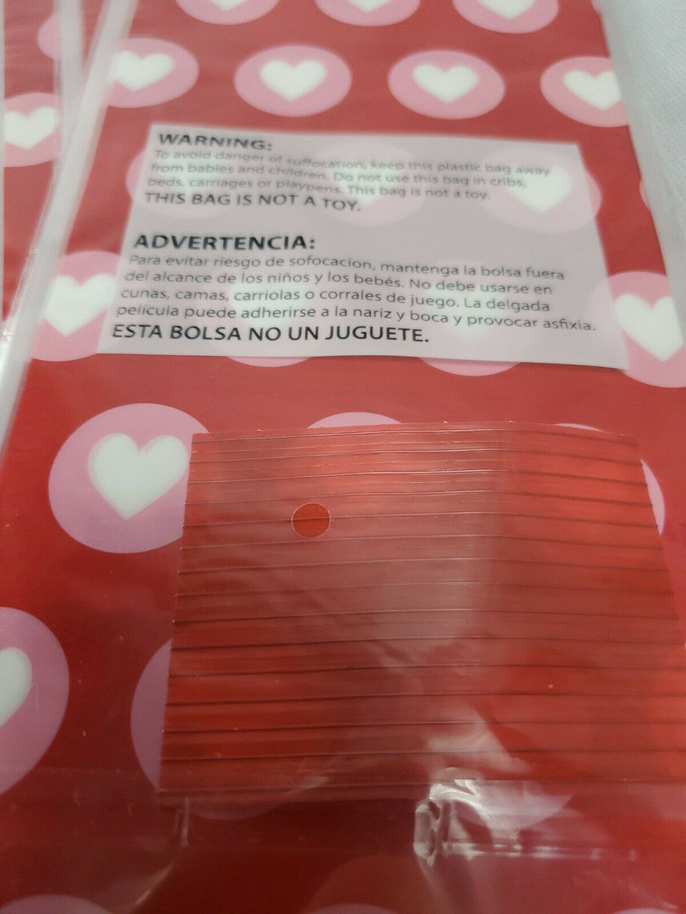 12 Valentine's Day Treat bags with Ties Red with White Colored Hearts