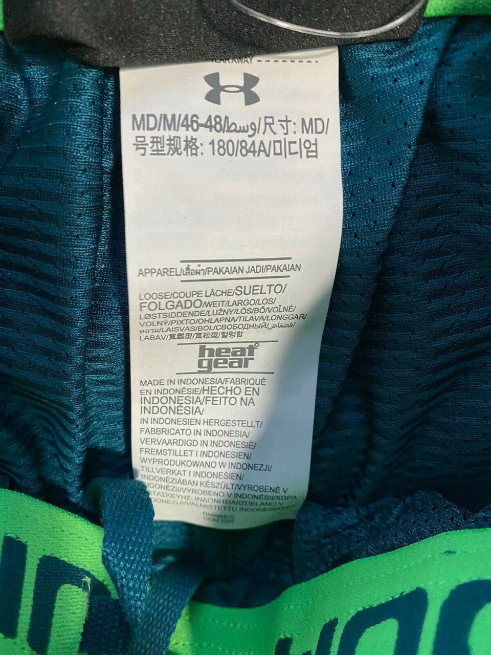 UA Under Armour Men's Tech Mesh Graphic Shorts Tourmaline Teal Steel M L XL