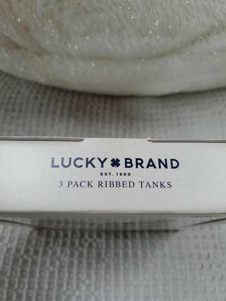 LUCKY BRAND Men's 3 Pack 100% Cotton Ribbed White Tanks Size S
