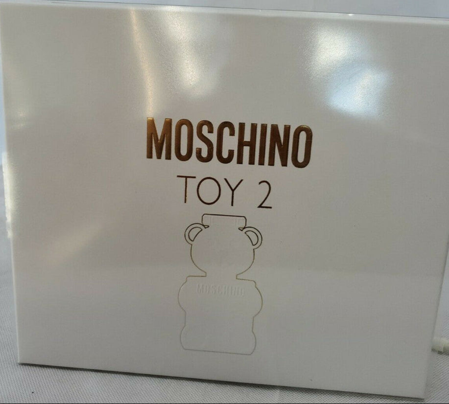 Moschino Toy 2 women's perfume gift set with two teddy bear-shaped spray bottles in original white and gold packaging