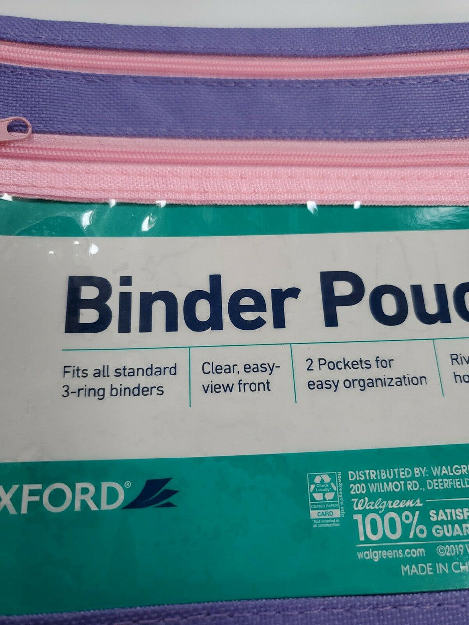 1 X Wexford Fabric Carry-All Zipper Pencil Case PÚRPURA