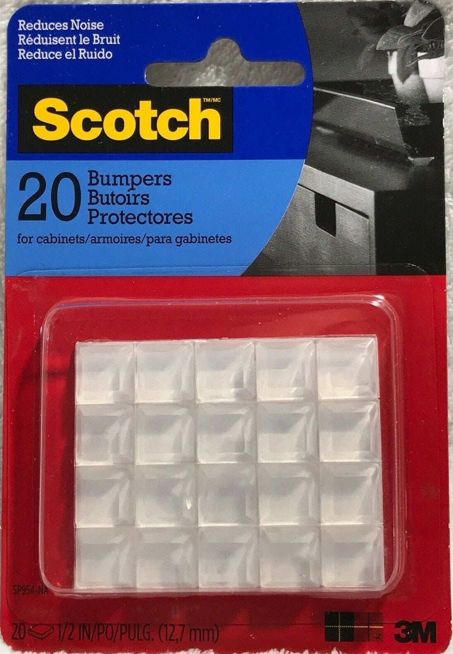100 pcs (5 pcks) 3M Scotch Bumpers SQUARE Clear 1/2" cabinets & more