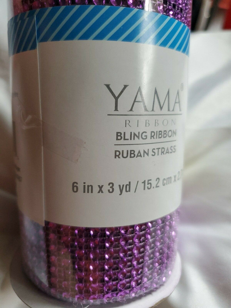 YAMA BLING RIBBON WRAP ROLL CRYSTAL SPARKLE RUBAN STRASS 6"×3YD