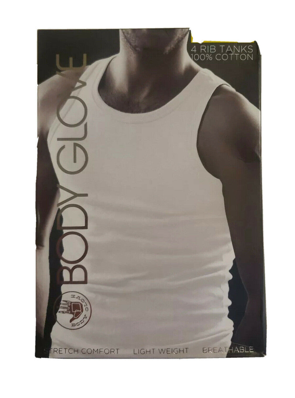 Body Glove Tank T-Shirts White Gray Black 4 Pack Stretch Cotton Men’s Large