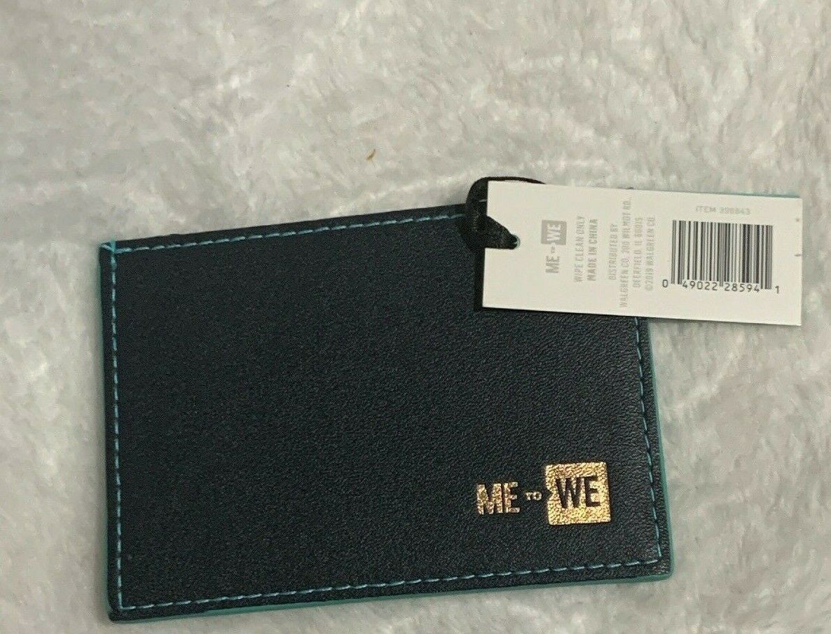 " Me To We " Card Holder Aqua Blue Green 3" x 4" Business Credit Debit Cards