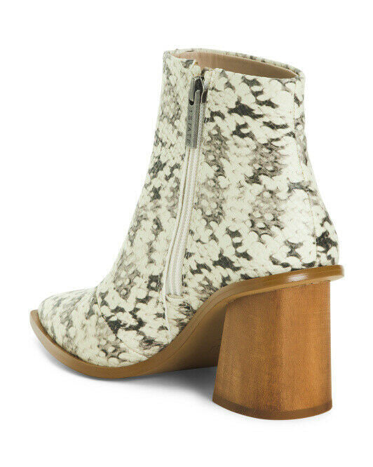 1.STATE Leather Snakeskin Embossed Booties Size 7 off-white/grey and brown sole
