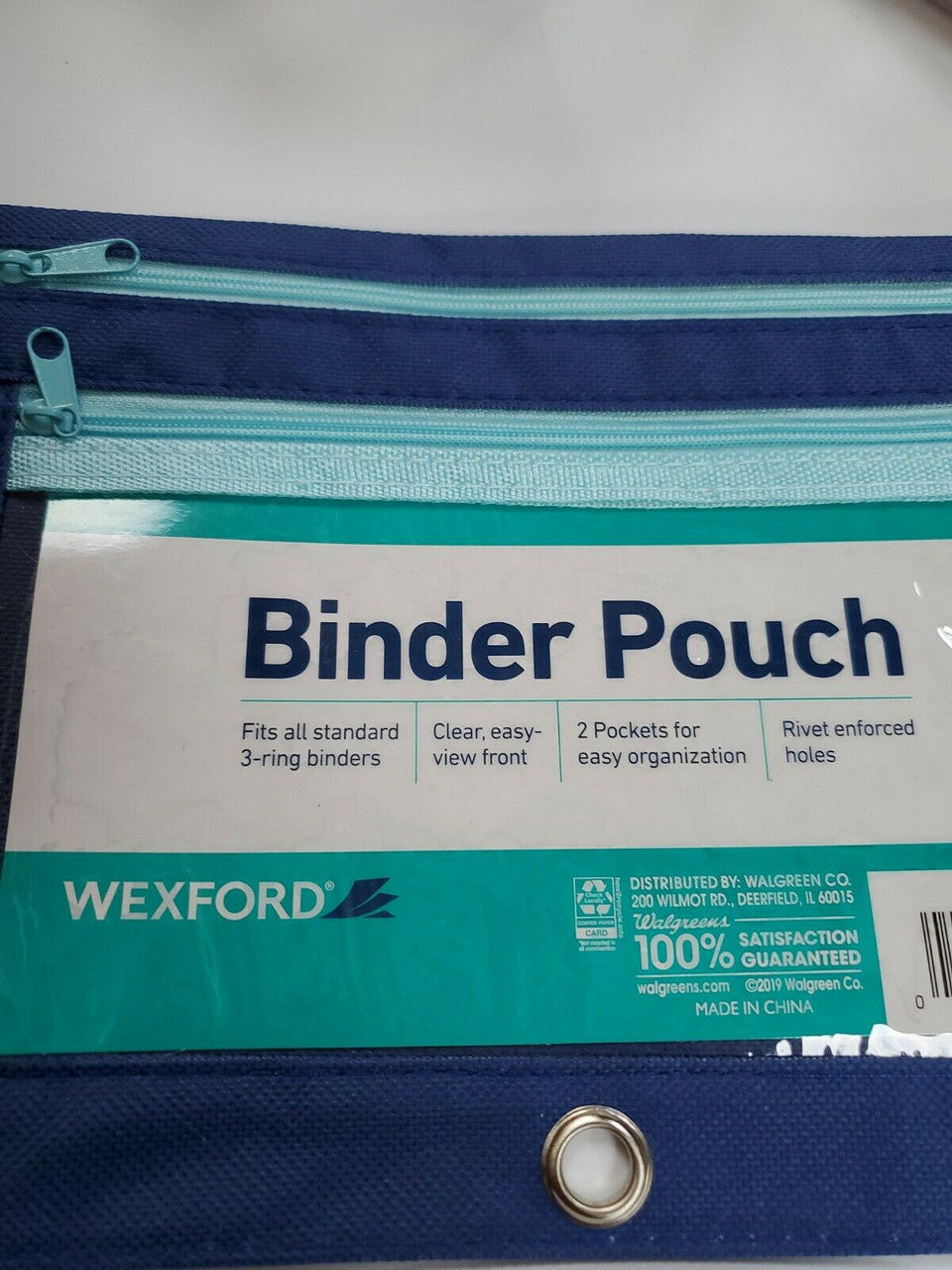 1 X Wexford Fabric Carry-All Zipper Pencil Case BLUE