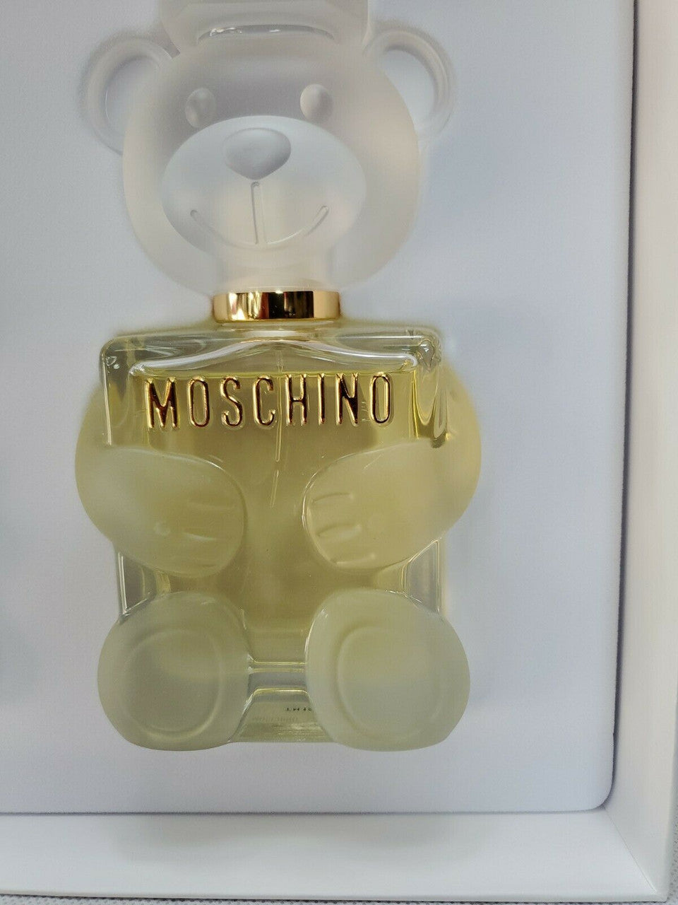 Moschino Toy 2 women's perfume gift set with two teddy bear-shaped spray bottles in original white and gold packaging
