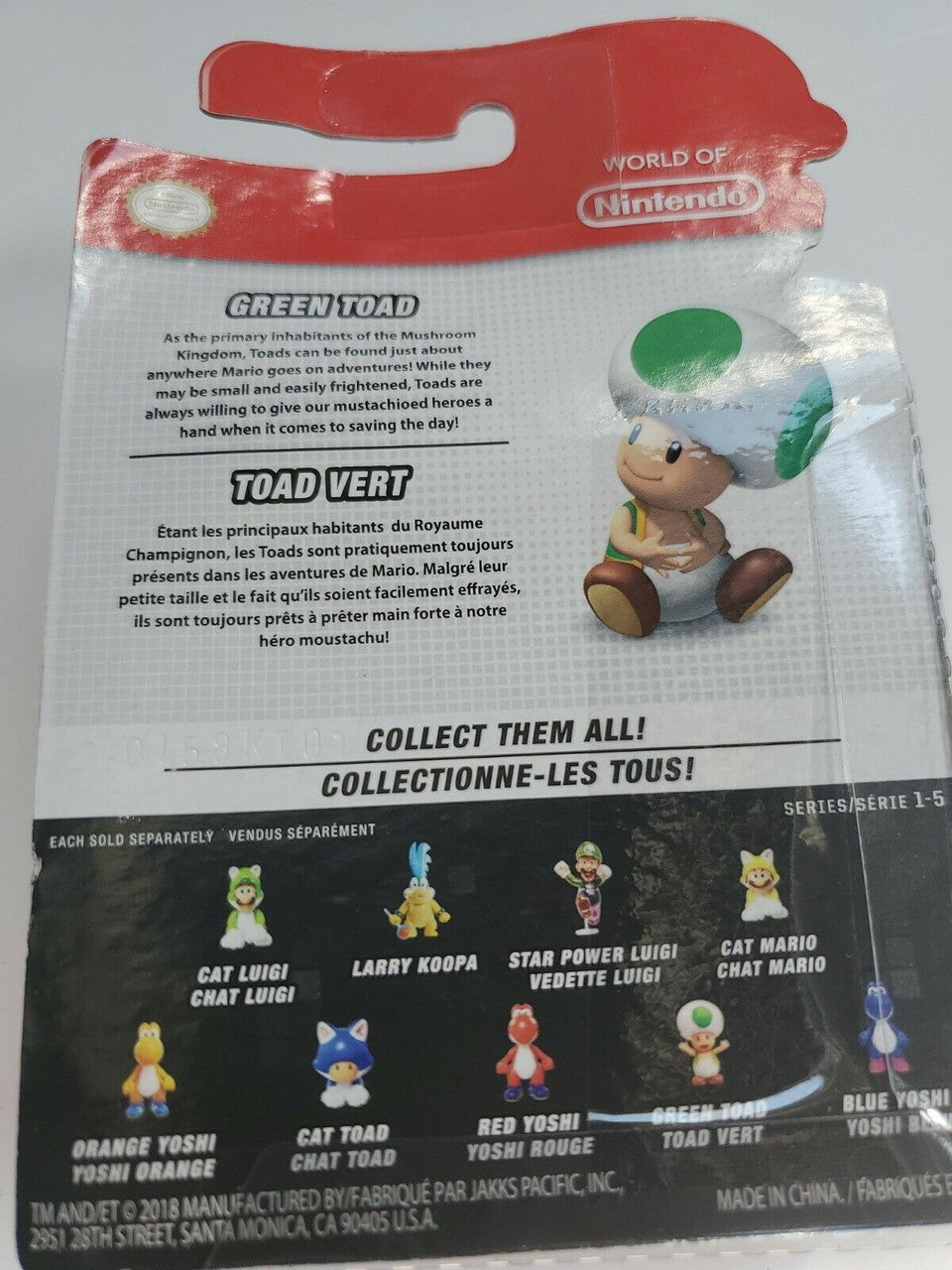 World of Nintendo Super Mario Bros: Green Toad (2018) Jakks Pacific Figure RARE