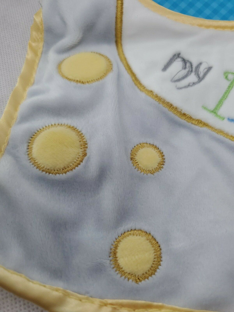 "MY FIRST EASTER" GRAY yellow animal dots baby cow