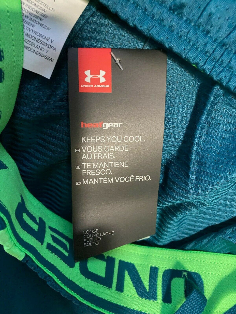 UA Under Armour Men's Tech Mesh Graphic Shorts Tourmaline Teal Steel M L XL