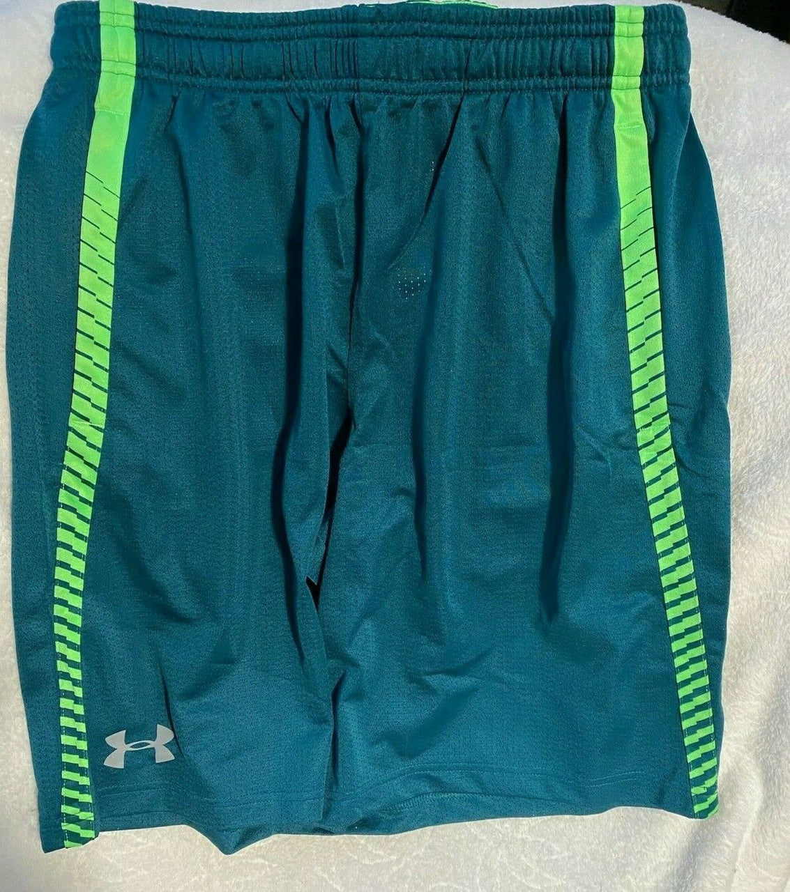 UA Under Armour Men's Tech Mesh Graphic Shorts Tourmaline Teal Steel M L XL