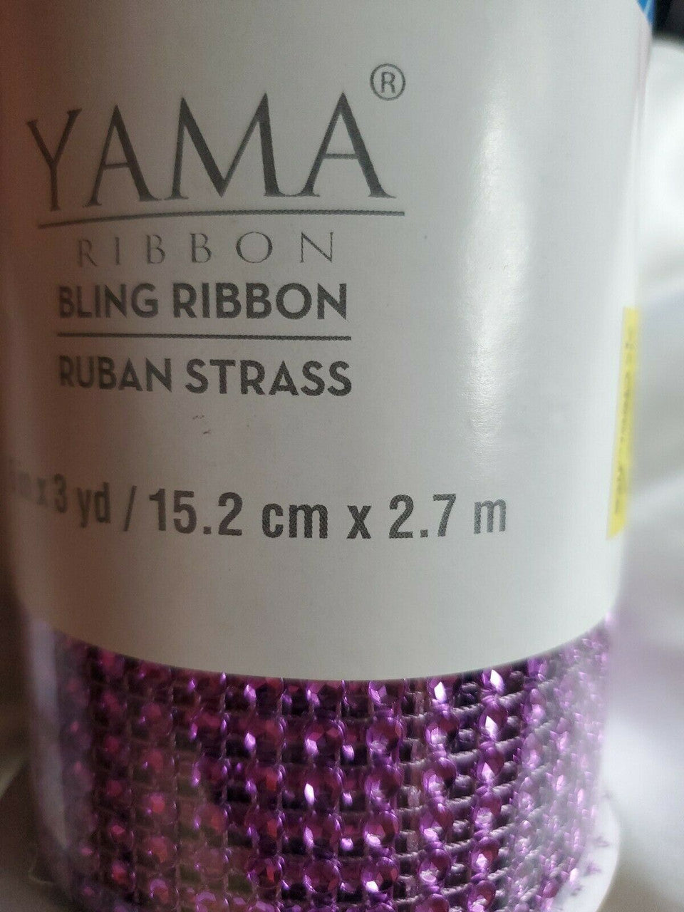 YAMA BLING RIBBON WRAP ROLL CRYSTAL SPARKLE RUBAN STRASS 6"×3YD
