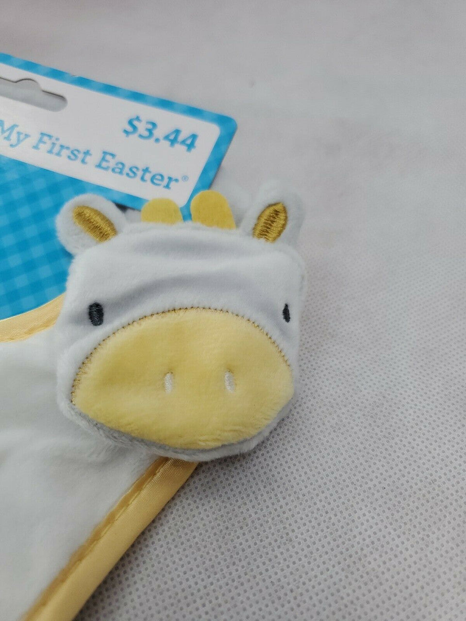 "MY FIRST EASTER" GRAY yellow animal dots baby cow