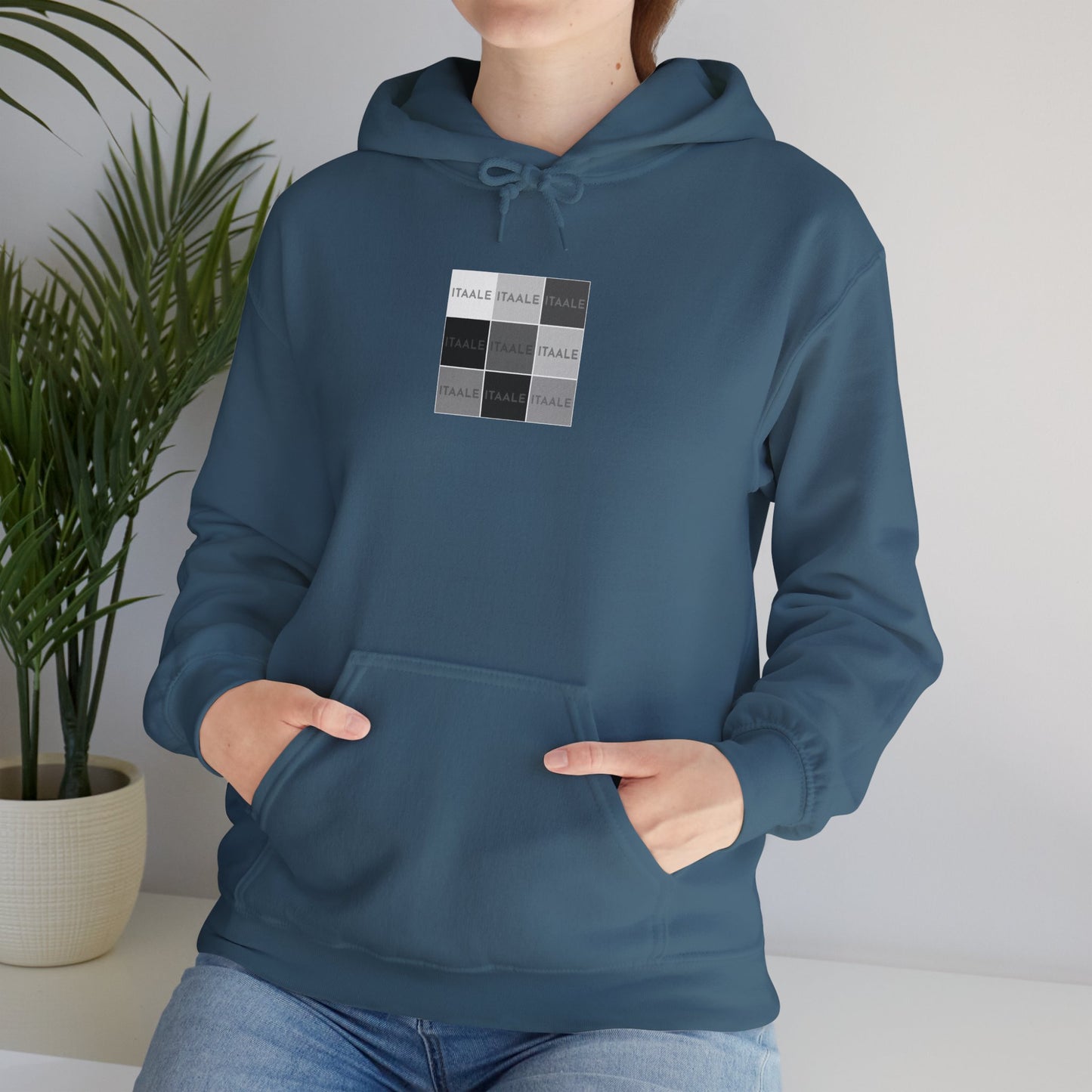 ITAALE unisex hoodie with minimalist front print and cozy kangaroo pocket