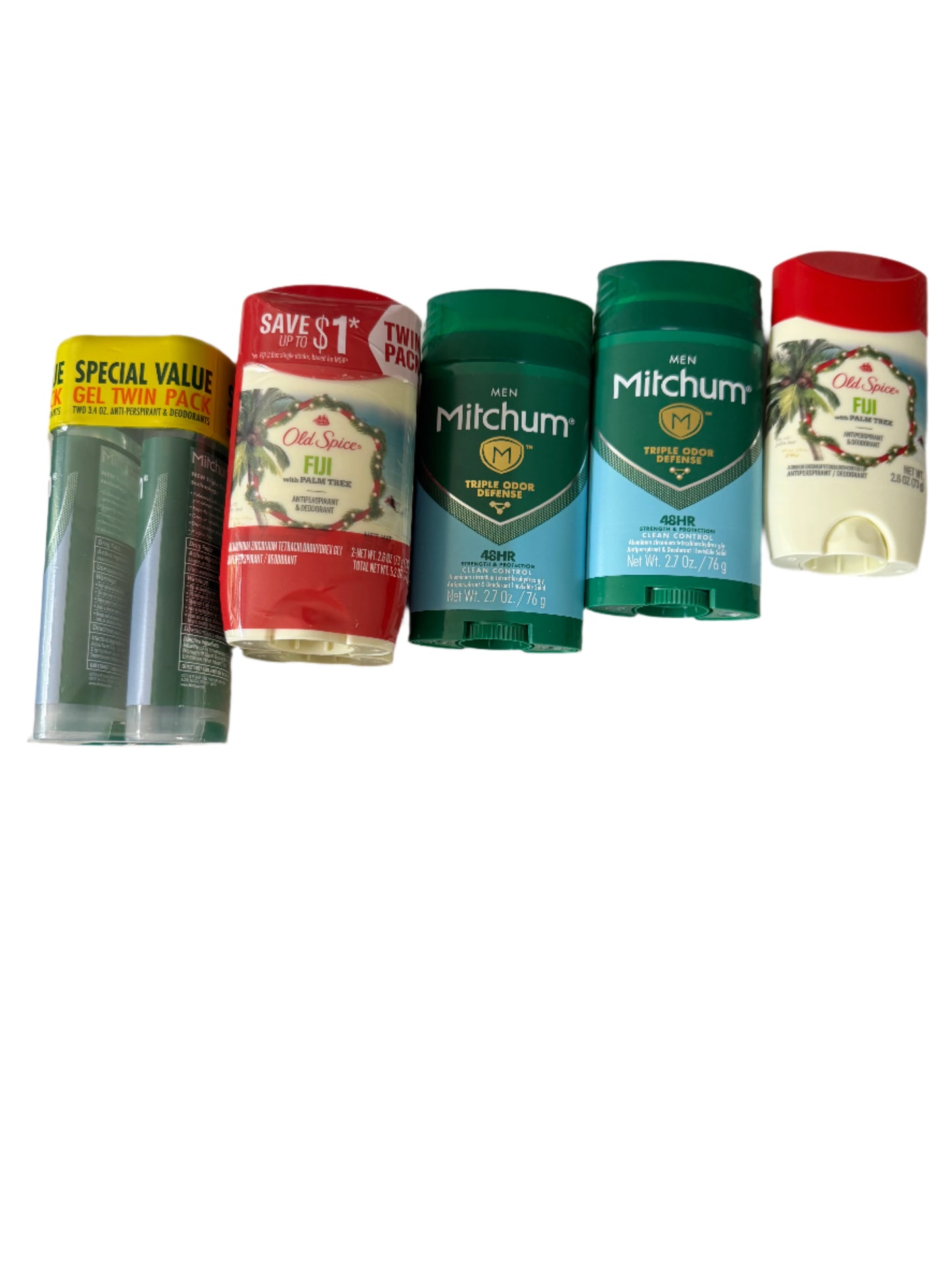 Deodorant bundle featuring 4 Mitchum and 3 Old Spice Fiji with Palm Tree – total 7 pieces