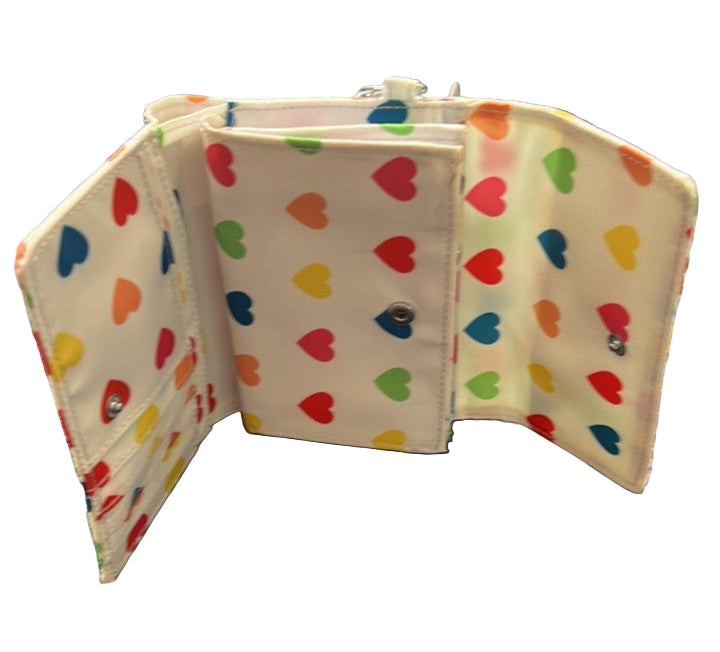 KIPLING AC3739 PIXI Medium Organizer Wallet WILD HEARTS WHITE