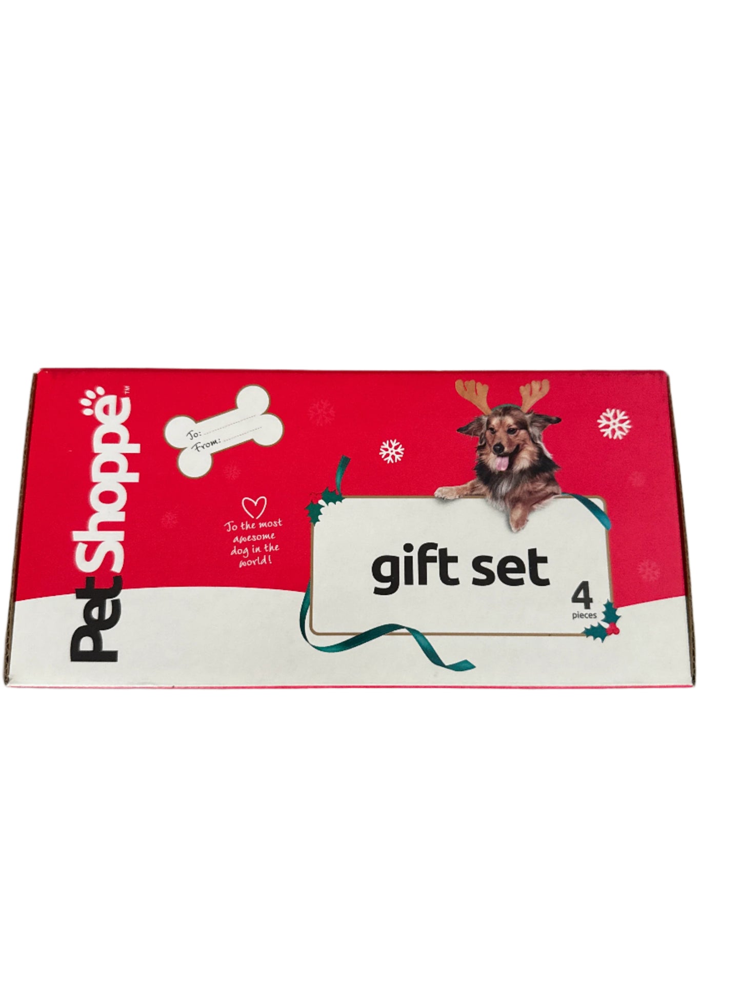 Pet Shoppe 4-piece dog gift set with plush toys, bandana, and dog bowl