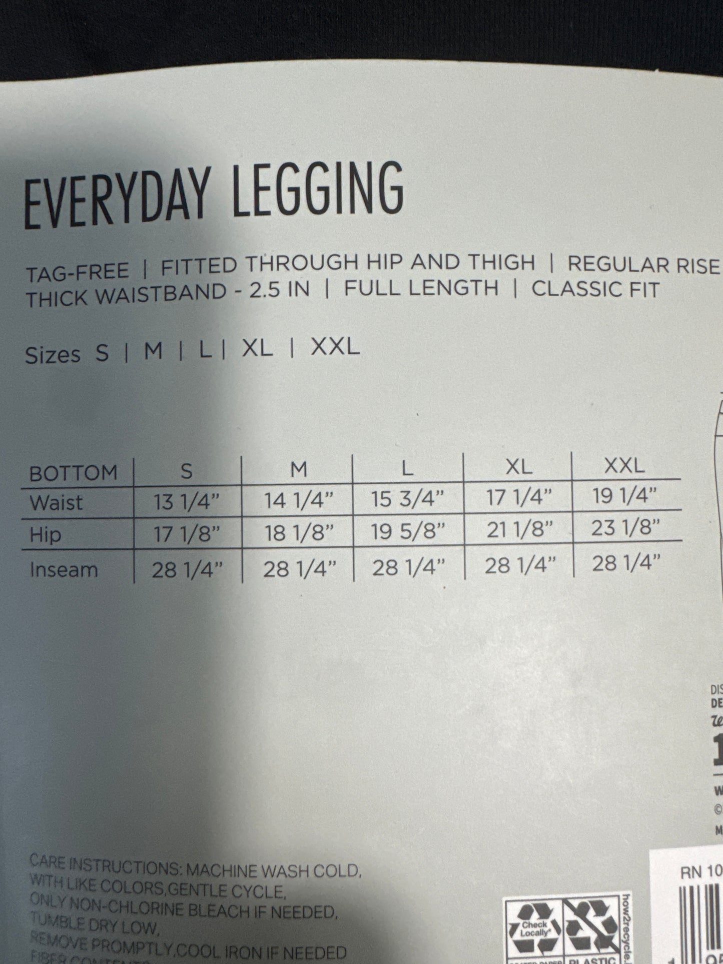West Loop black everyday legging XL shown in packaging with tag-free, fitted design and cotton-blend comfort