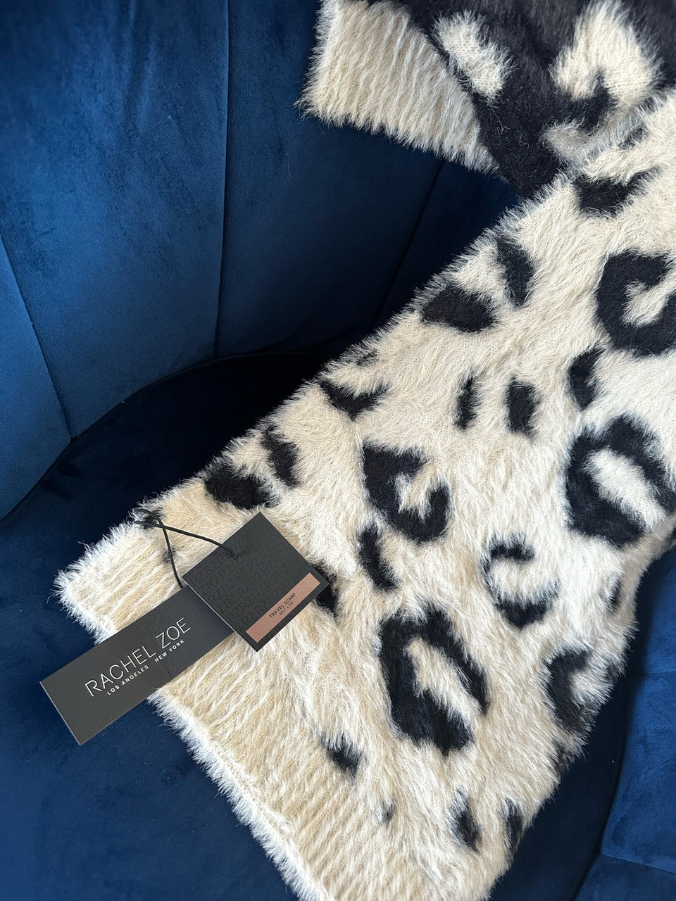 Black and cream oversized eyelash scarf with soft leopard and dalmatian print design