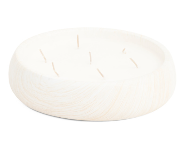 27oz Winter White Wood Look Ceramic Candle – Multi-Wick, Winter Scent