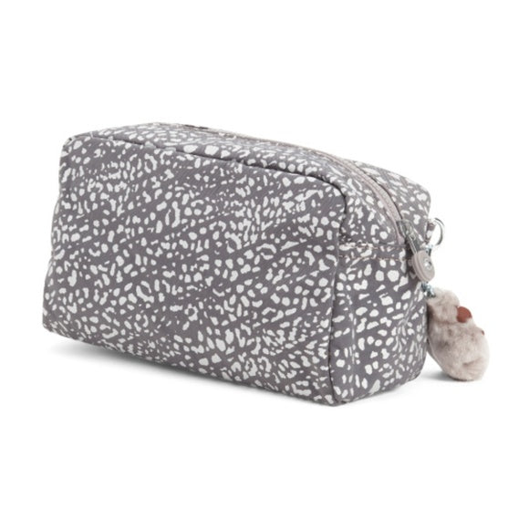 Metallic nylon travel pouch with zipper and compact design for cosmetics or accessories