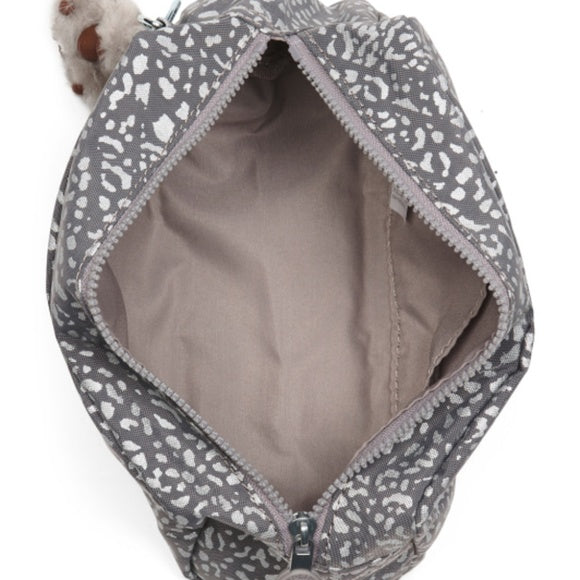 Metallic nylon travel pouch with zipper and compact design for cosmetics or accessories