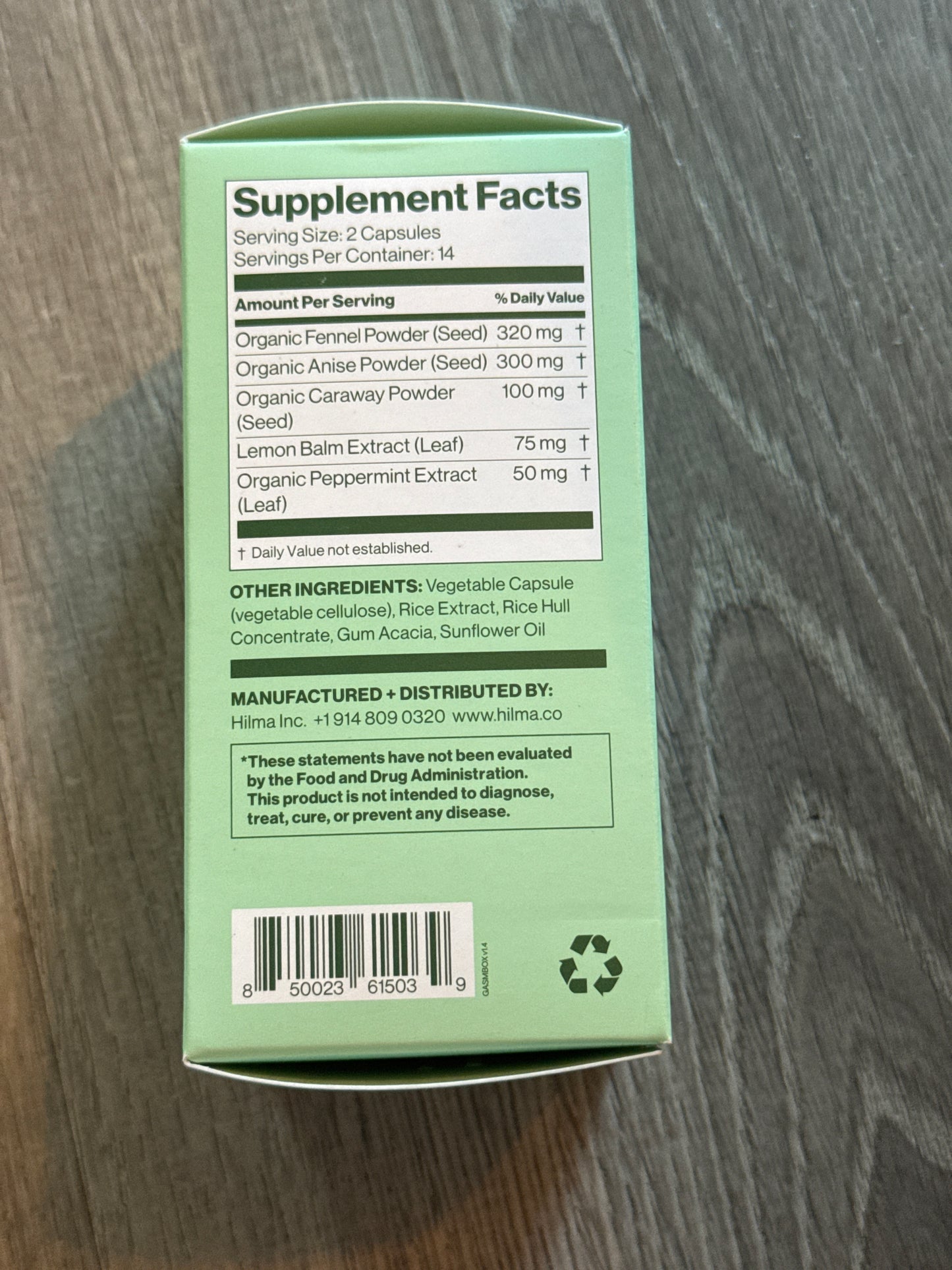Hilma Natural Gas & Bloating Natural Herbal Relief 28 Capsules Exp. 11/25