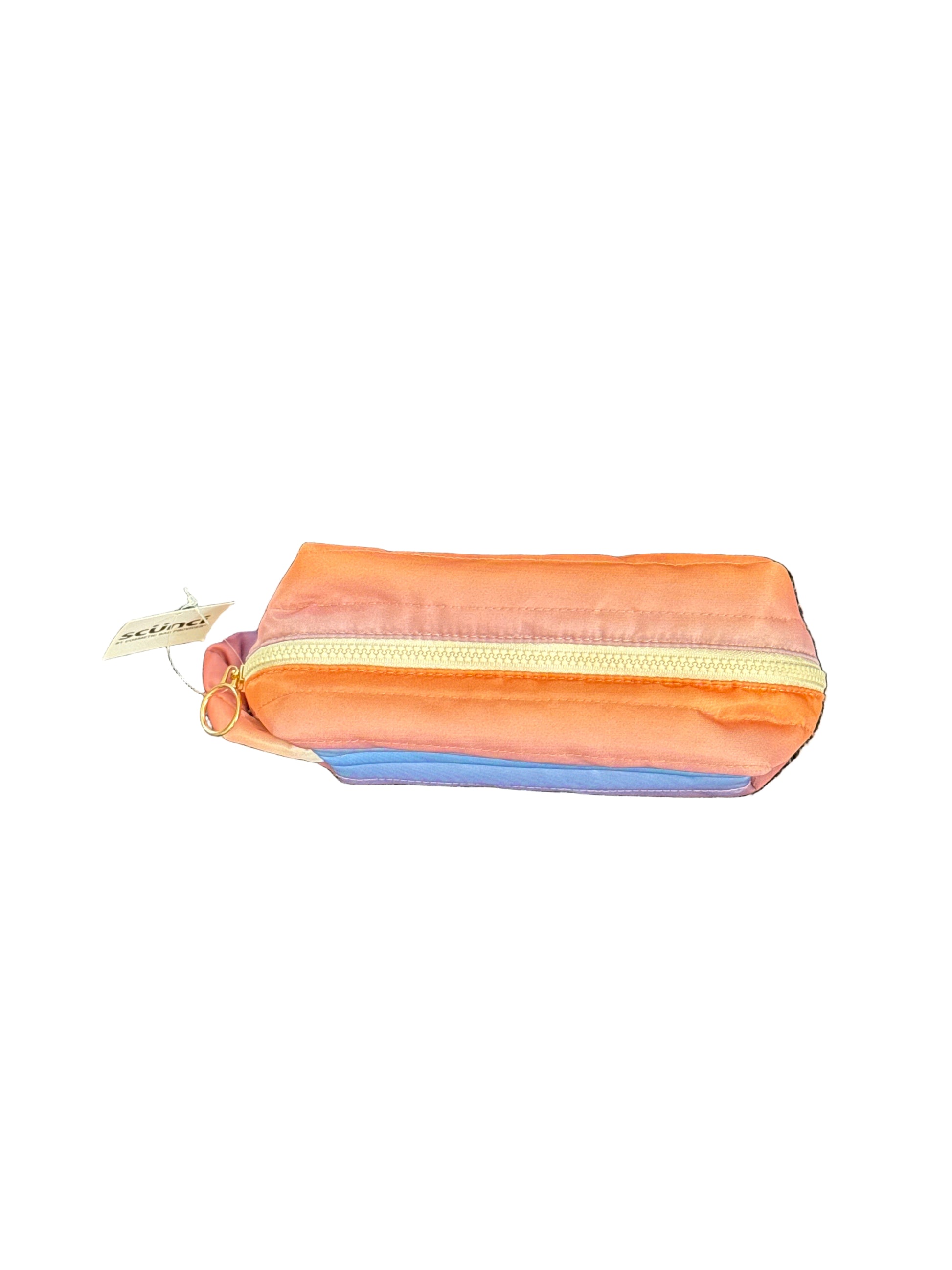 Scünci cosmetic bag with rainbow ombre design, approx 8" x 4"