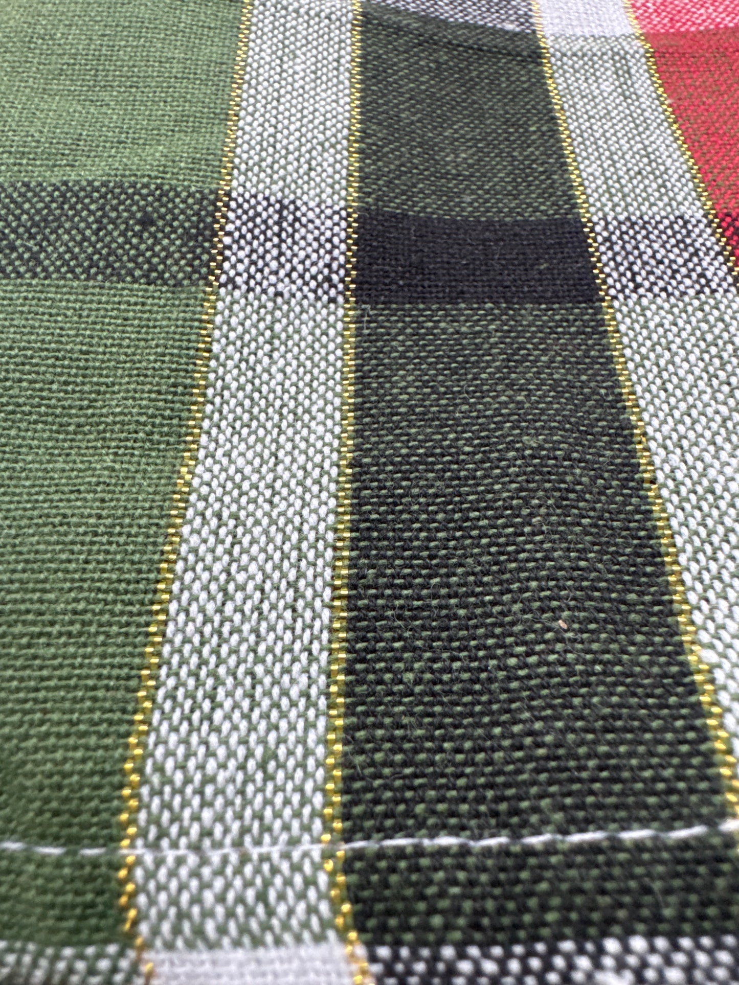 Plaid Ruffle Border Napkins - Set of 6, 100% Cotton, 18" x 18"