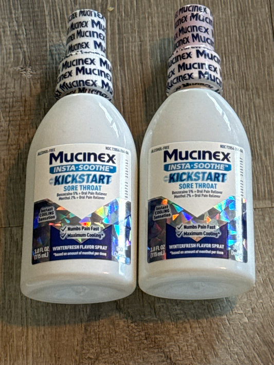 Mucinex Insta Soothe KICKSTART Sore Throat 3.8oz Winterfresh SPRAY Exp 6/2025
