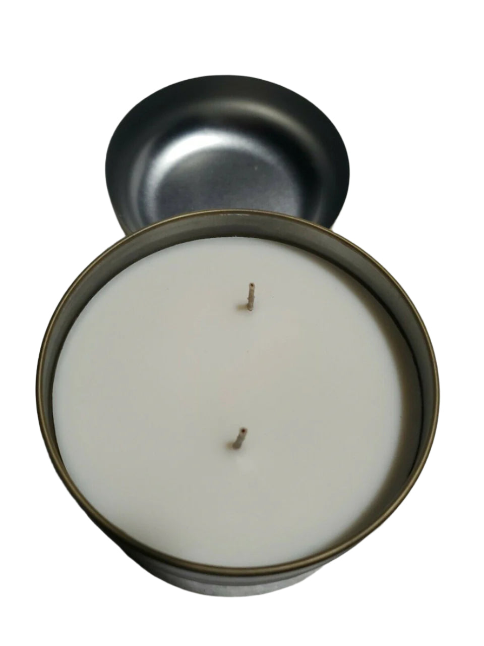 15.3 oz Festive Fir candle in decorative holiday jar with gold lid, featuring two wicks and pine scent.