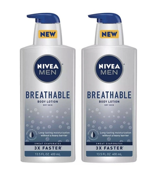 (2) Packs Nivea Men Breathable Body Lotion Dry Skin 13.5 Oz  Each