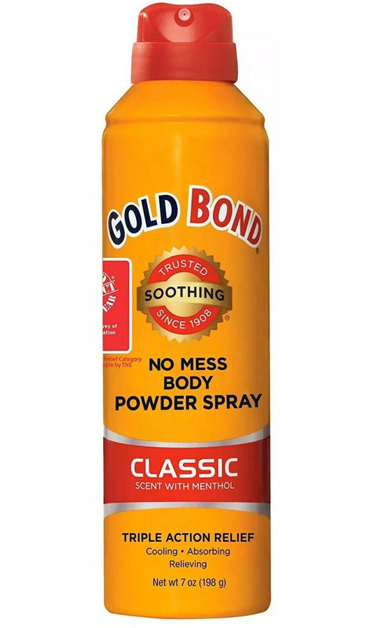 Gold Bond No Mess Body Powder Spray Classic Menthol Triple Action Relief 7 oz