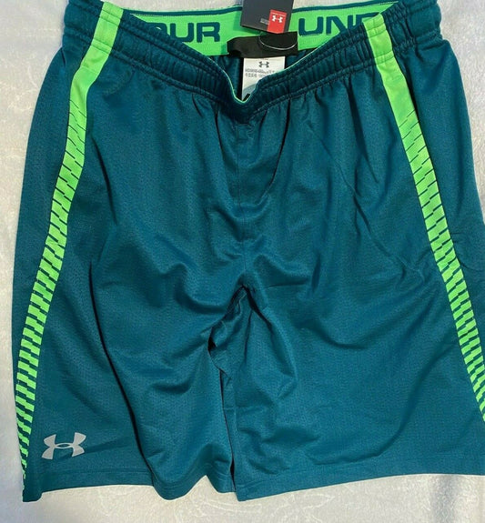 UA Under Armour Men's Tech Mesh Graphic Shorts Tourmaline Teal Steel M L XL
