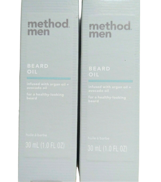 2x Method Men BEARD OIL 1oz infused Argan & Avocado Oil