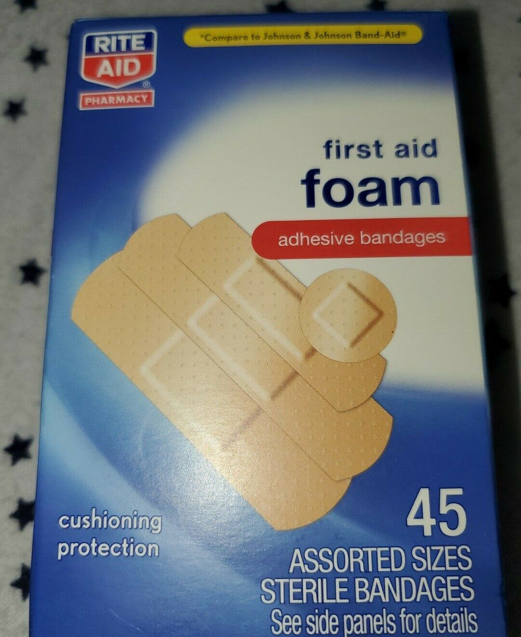 Rite Aid First Aid Foam Adhesive Bandages, Sterile, Assorted Sizes - box of 45